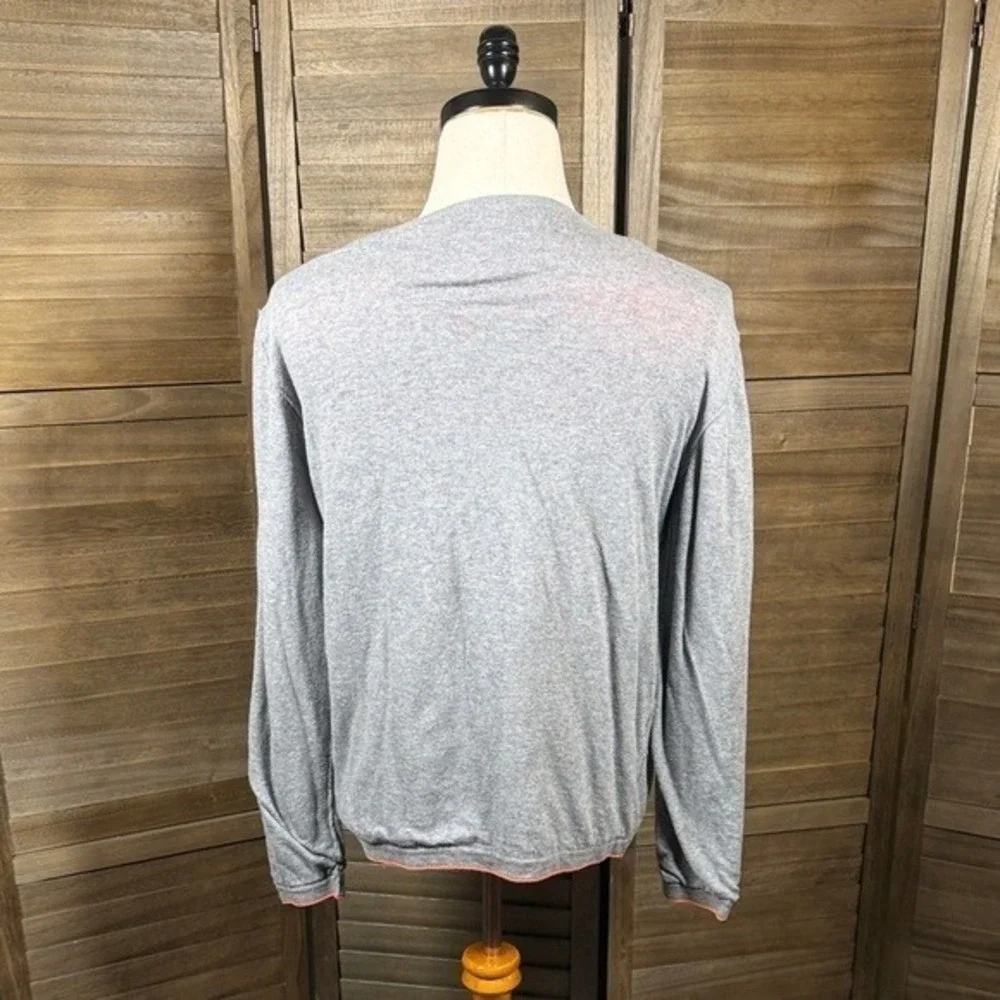 Five Four Shirt Mens M Gray Long Sleeve Crew‎ Neck Cotton Contrast Hem Stitching
